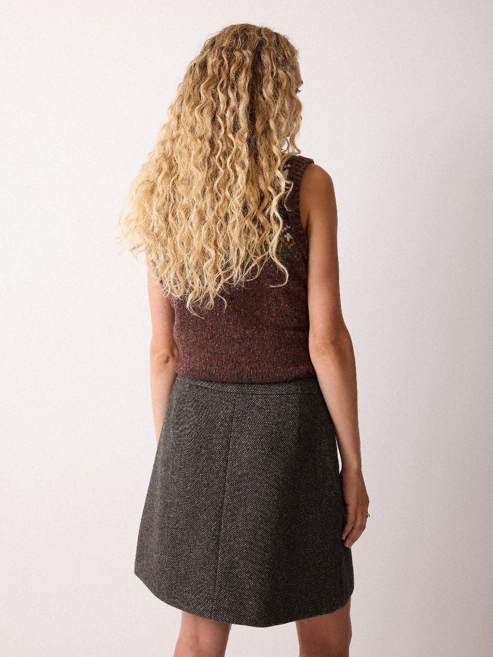 Jigsaw Wool Twill Mini Skirt Brown