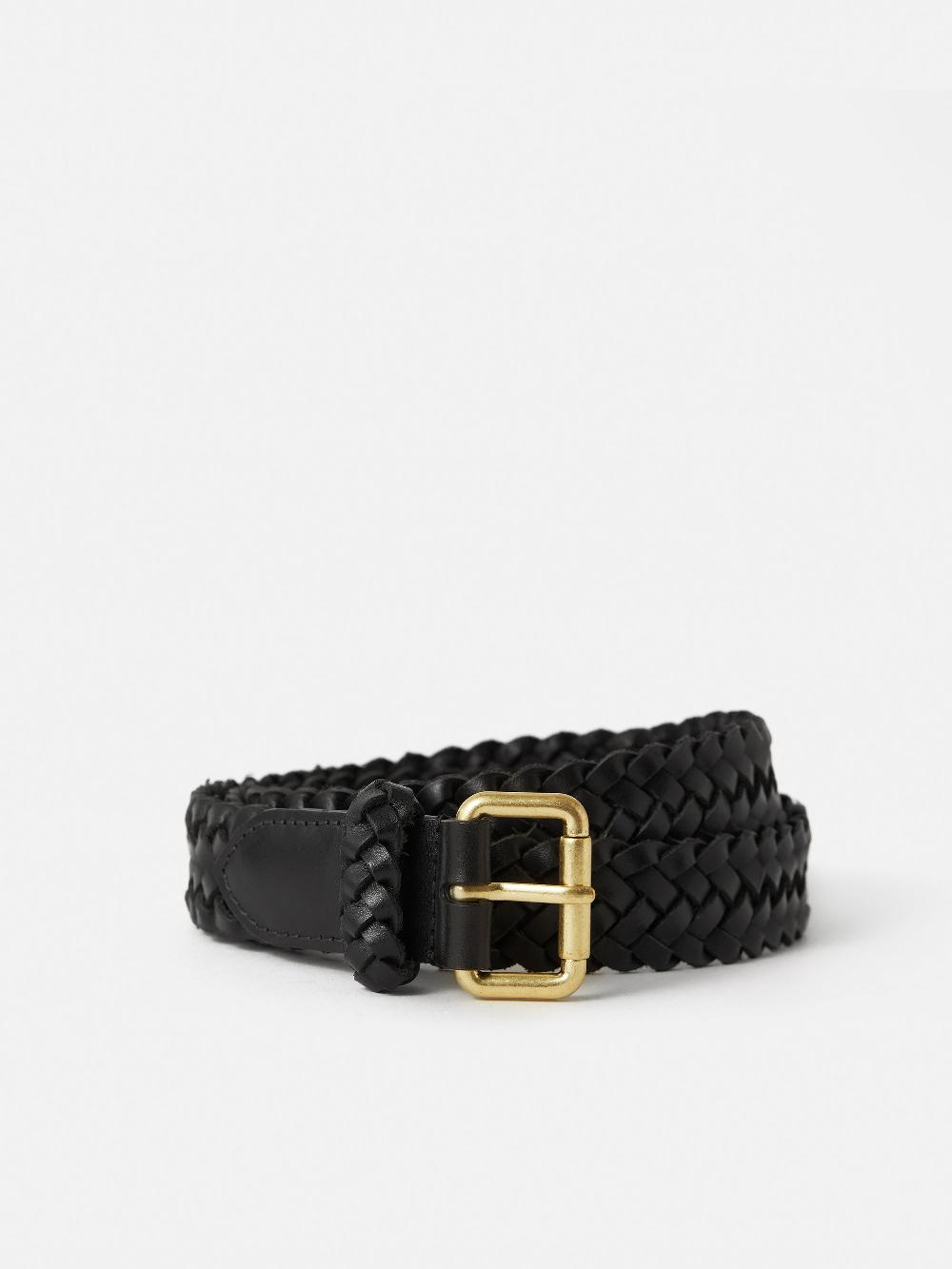 jigsaw Woven Leather Belt Black