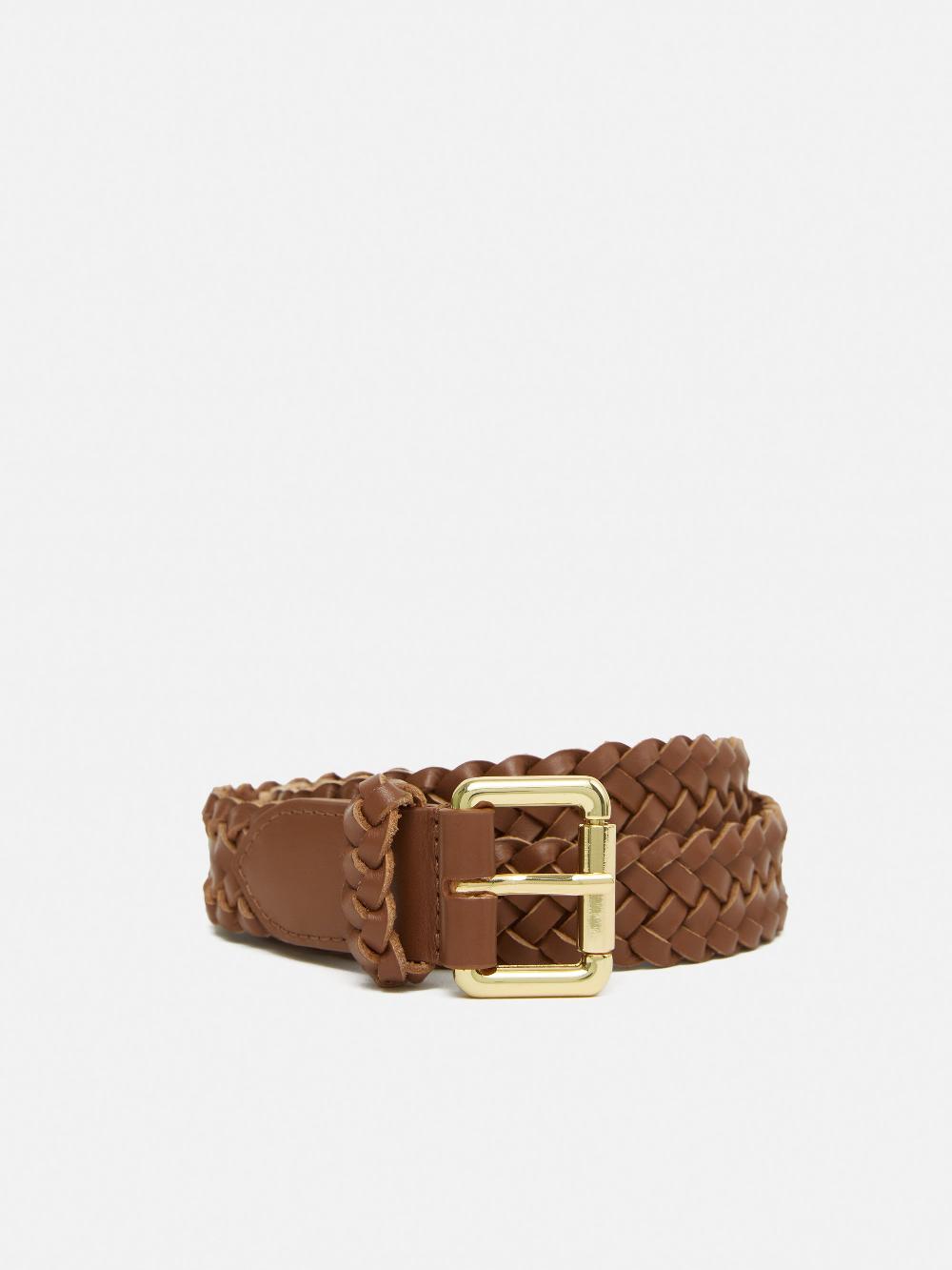 Jigsaw Woven Leather Belt Tan