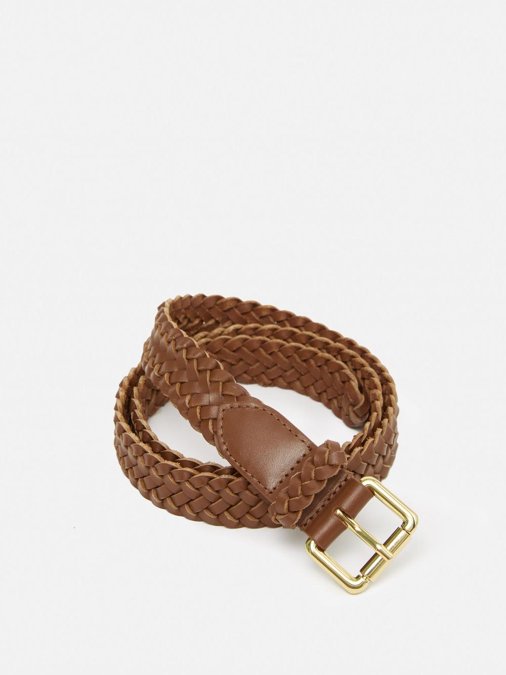 Jigsaw Woven Leather Belt Tan