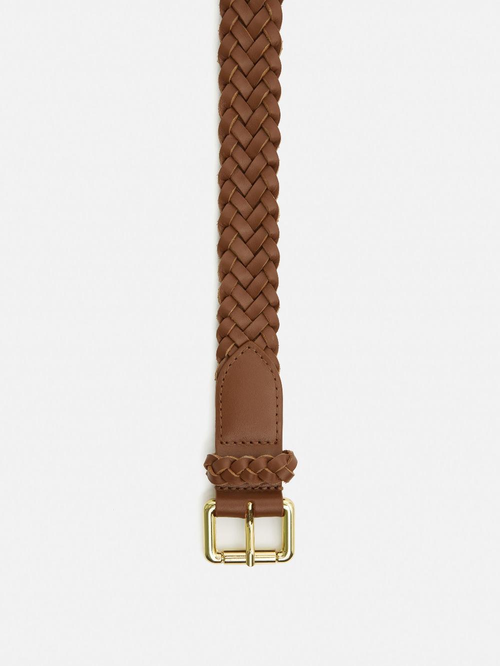 jigsaw Woven Leather Belt Tan