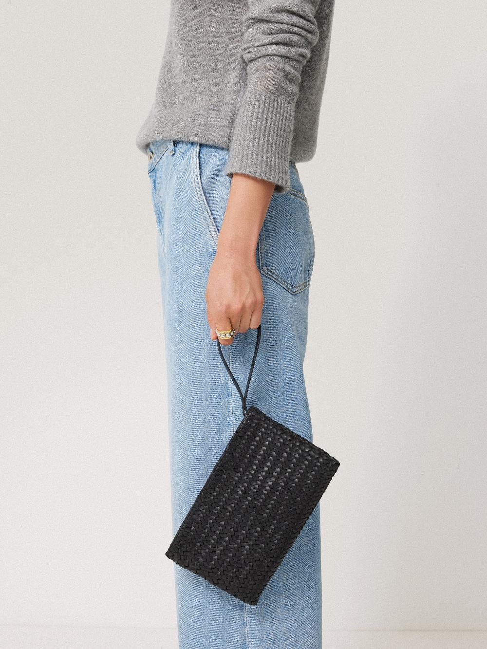 jigsaw Woven Leather Pouch Black