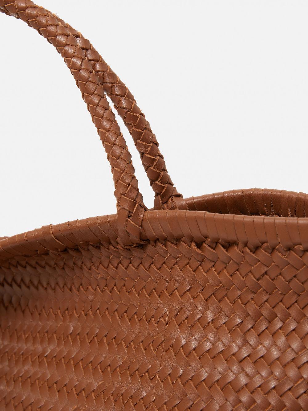 Jigsaw Woven Leather Tote Bag Tan