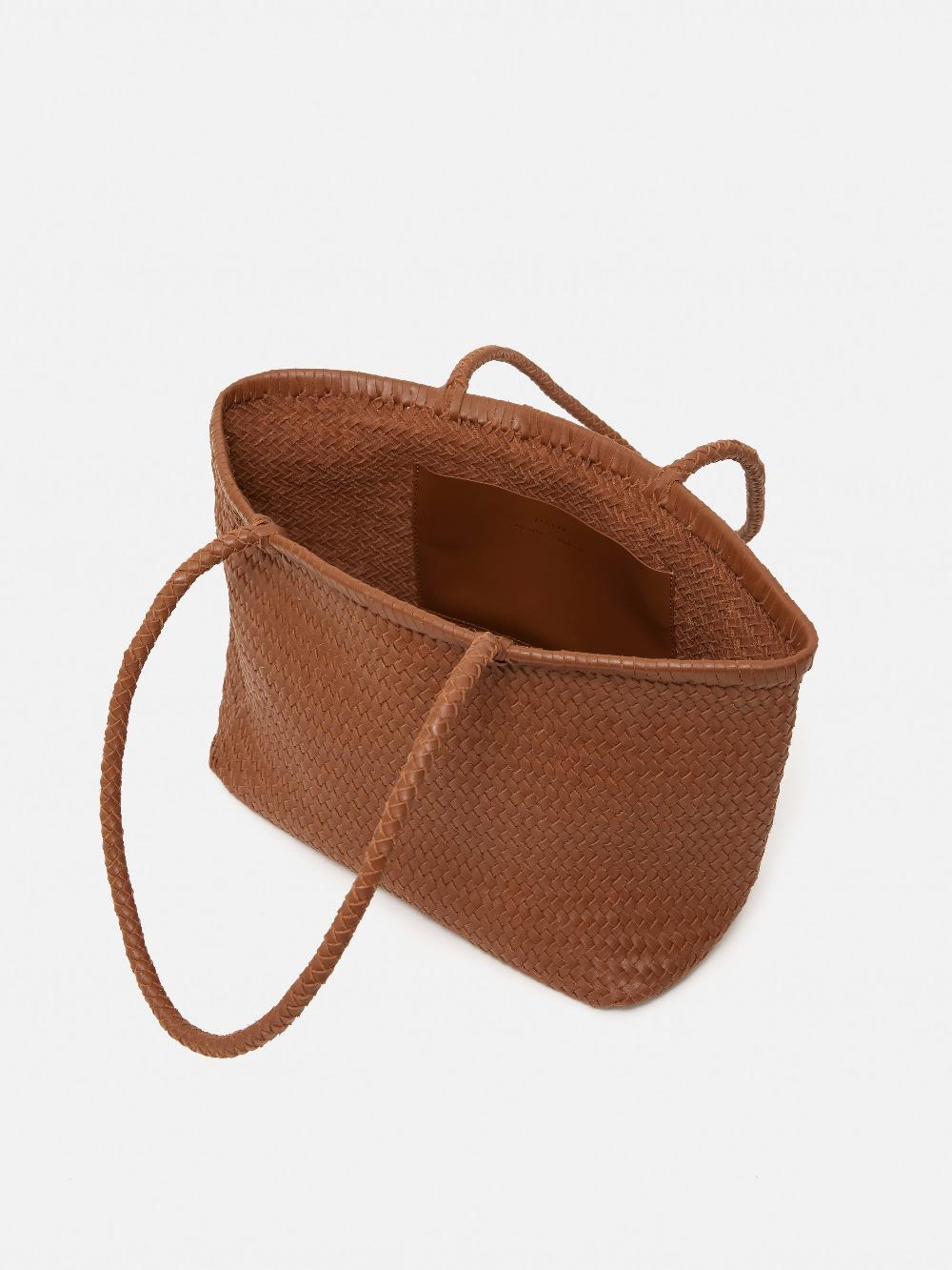 Jigsaw Woven Leather Tote Bag Tan