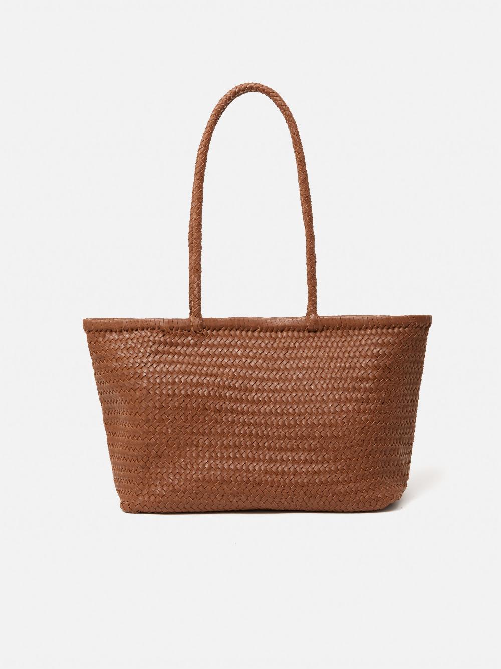 jigsaw Woven Leather Tote Bag Tan
