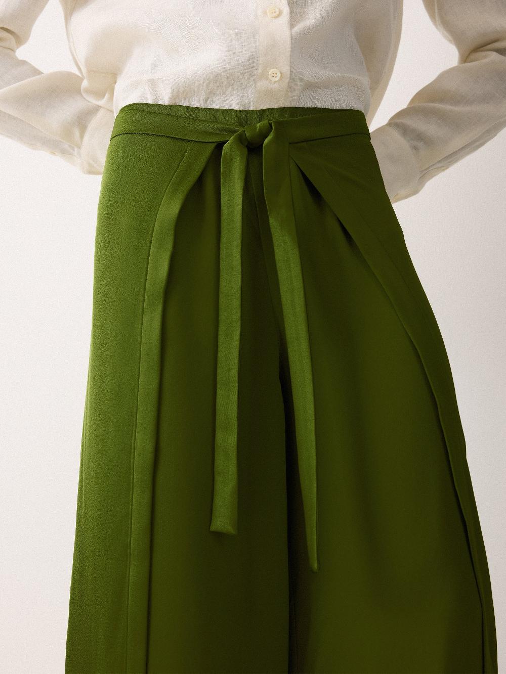 Jigsaw Wrap Palazzo Trousers Green