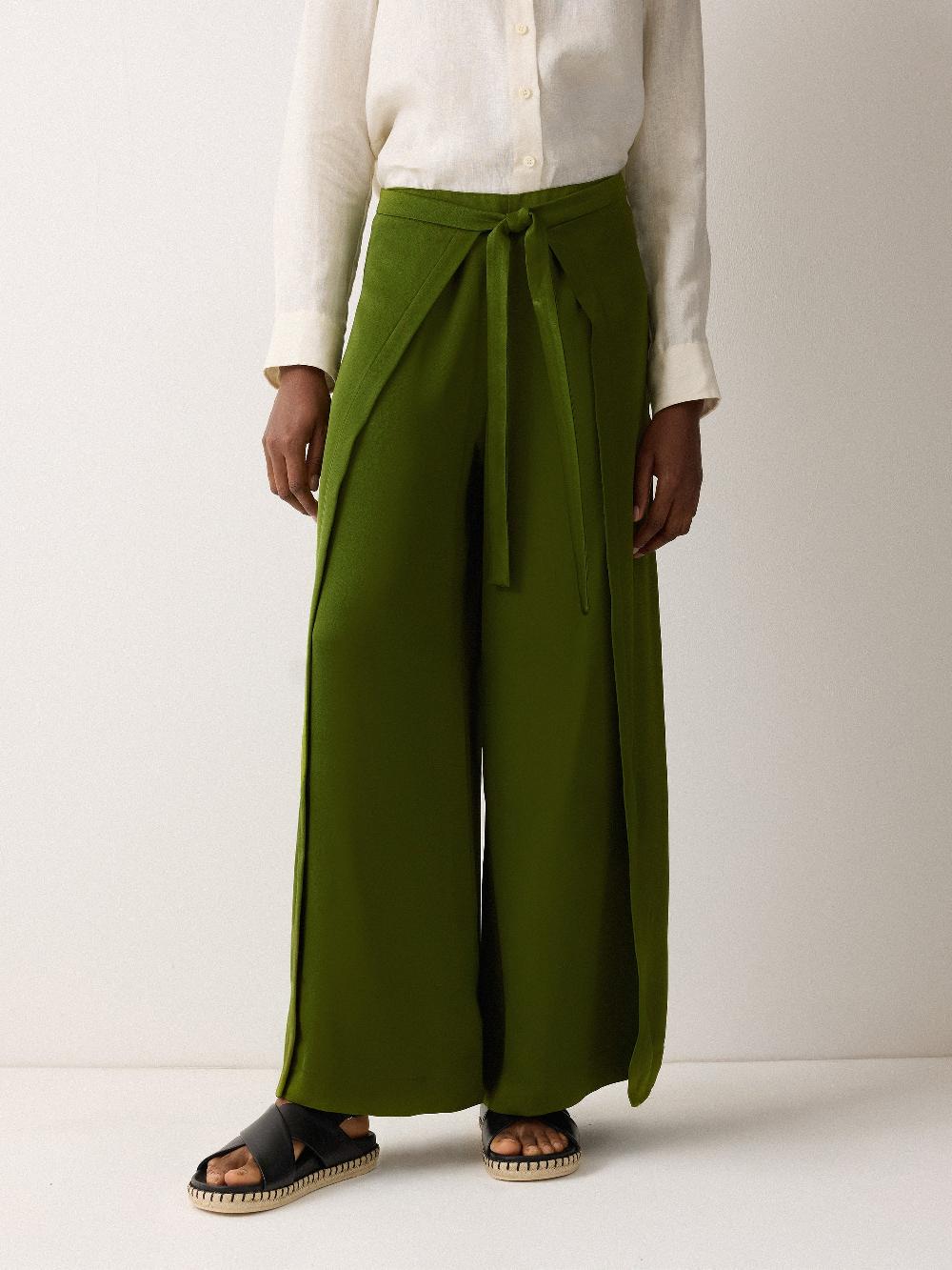 Jigsaw Wrap Palazzo Trousers Green
