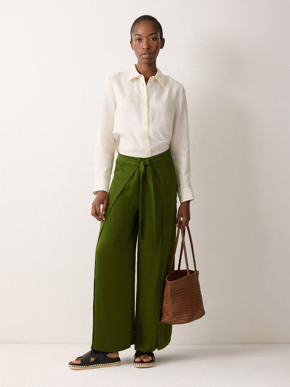 jigsaw Wrap Palazzo Trousers Green