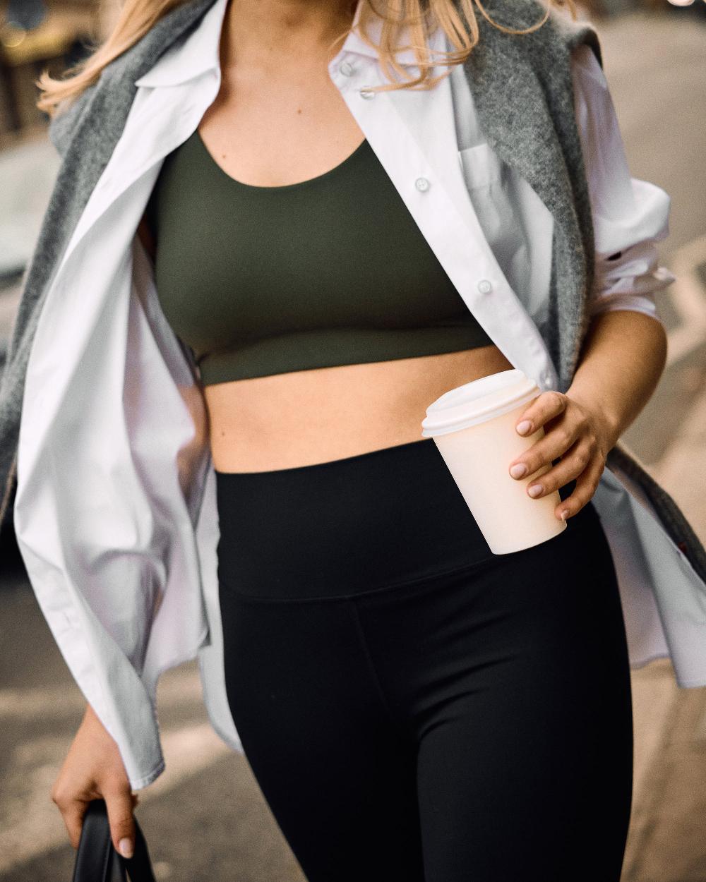 Jigsaw Yoga Crop Top Khaki
