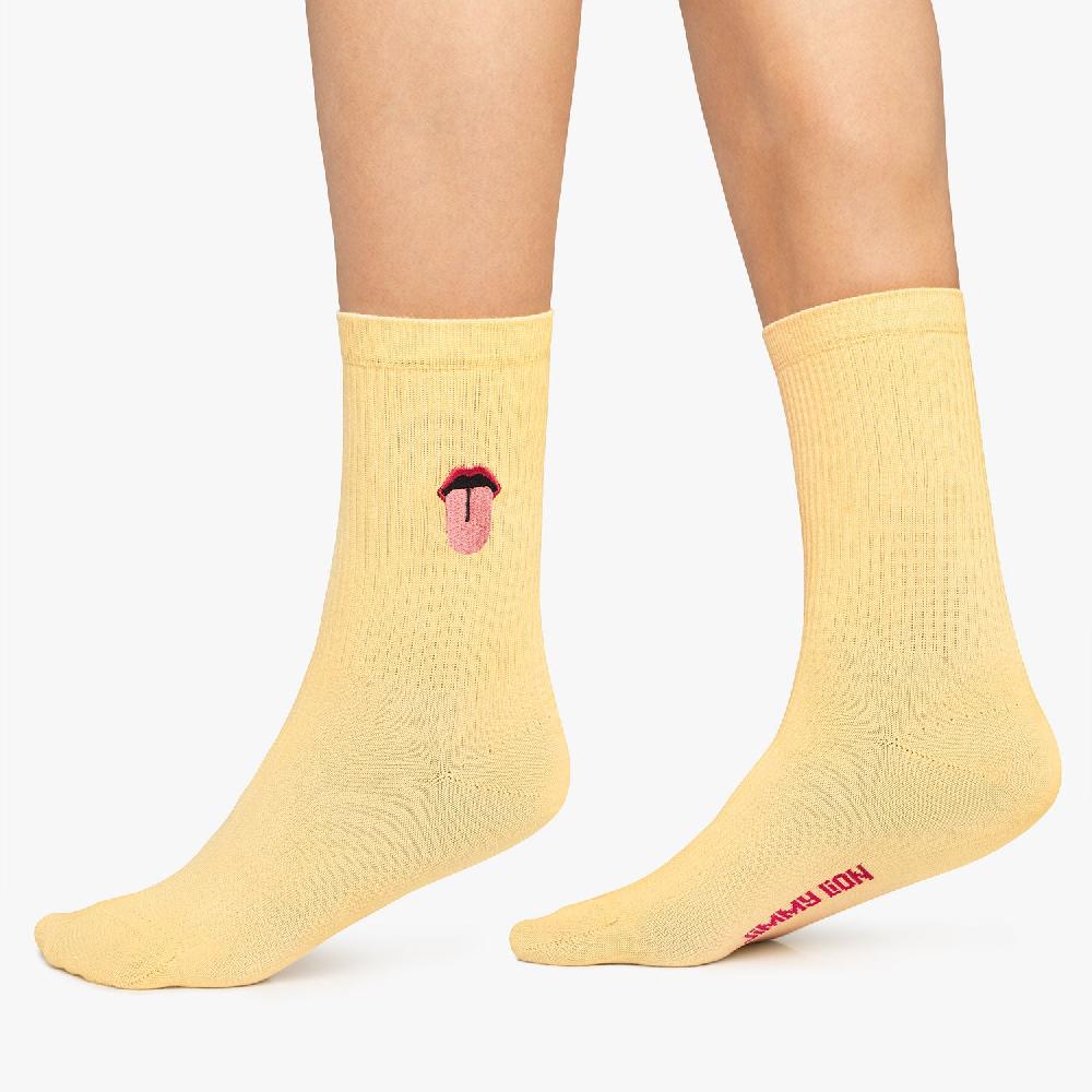 Jimmy Lion Embroidered Socks For Women Mouth