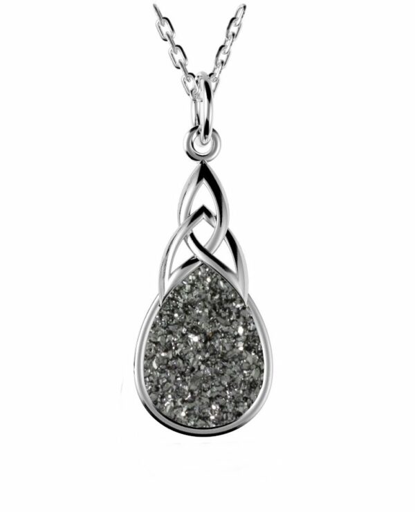 Jmh 2141 Sterling Silver Long Celtic Knot Drusy Pendant