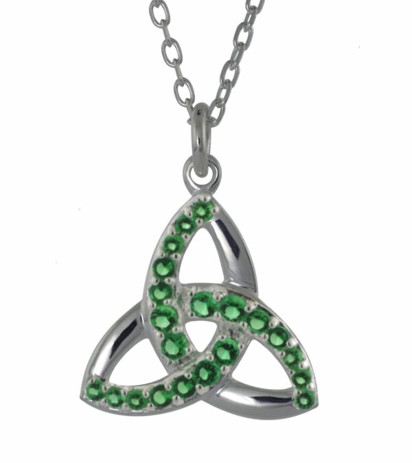 Jmh 2299 Trinity Pendant With Choice Of Green Or White Stones