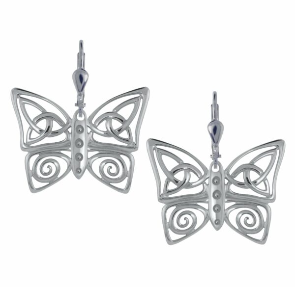 jmh 7124 Trinity and Spiral Butterfly Drop Earrings JMH Jewellery