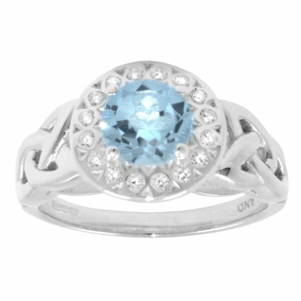 jmh Blue Topaz and White CZ Halo Ring - 1162 JMH Jewellery