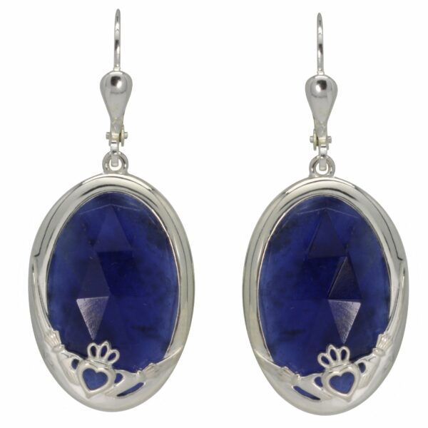 Jmh Claddagh Earrings Choose Green Onyx Or Sodalite - 8760