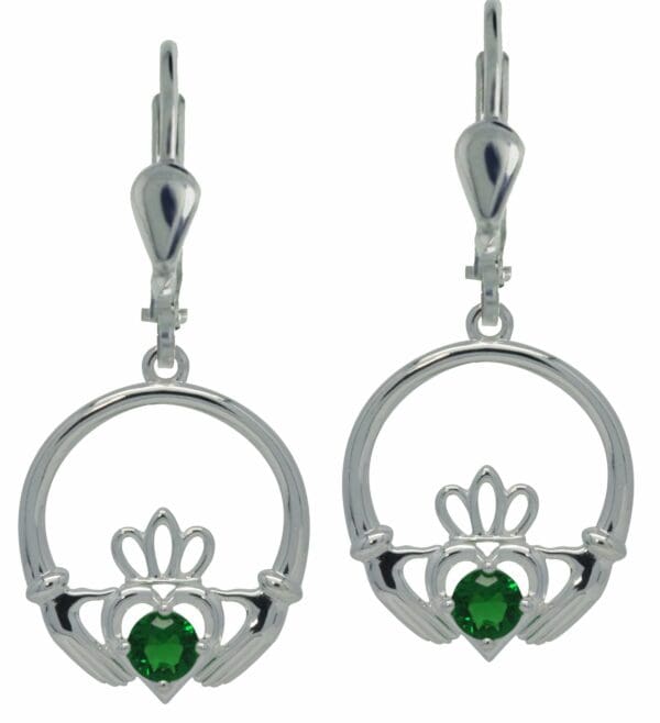 jmh Claddagh earrings with sparkling Green CZ - 8710 JMH Jewellery