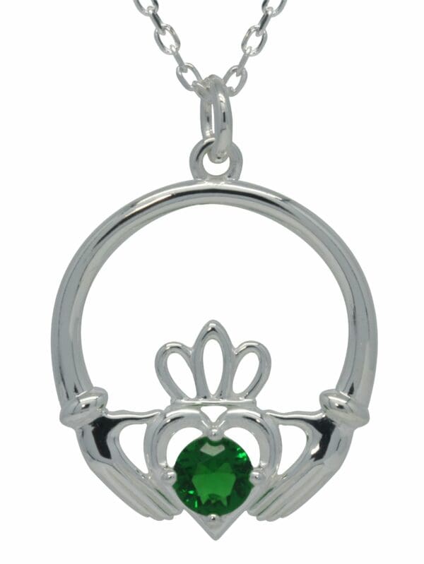 jmh Claddagh Pendant with sparkling Green CZ - 8218 JMH Jewellery