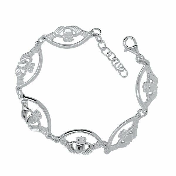 jmh Claddagh Silver Bracelet 6 piece with extender 8407 jmh Claddagh Silver Bracelet 6 piece with extender 8407