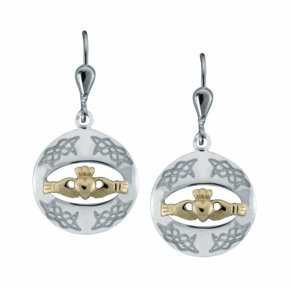 jmh Claddagh Silver Goldplate Drop Earrings - 8725 JMH Jewellery