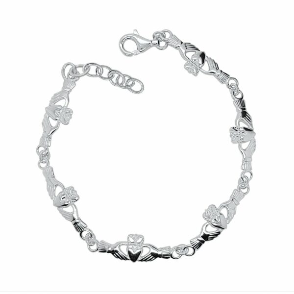 jmh Claddagh Sterling Silver Bracelet 6 piece with extender 8424 jmh Claddagh Sterling Silver Bracelet 6 piece with extender 8424