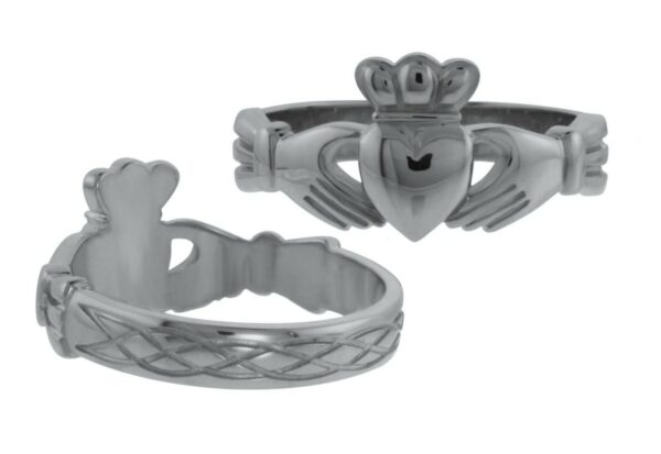 jmh Gents Claddagh Ring with Celtic Weave Band - 8128 JMH Jewellery