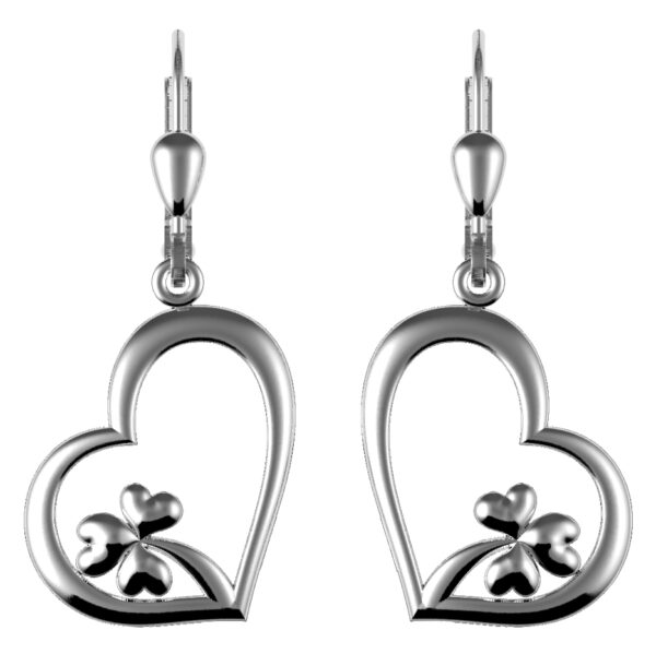 jmh Heart drop earrings with shamrock detail - 7185 JMH Jewellery