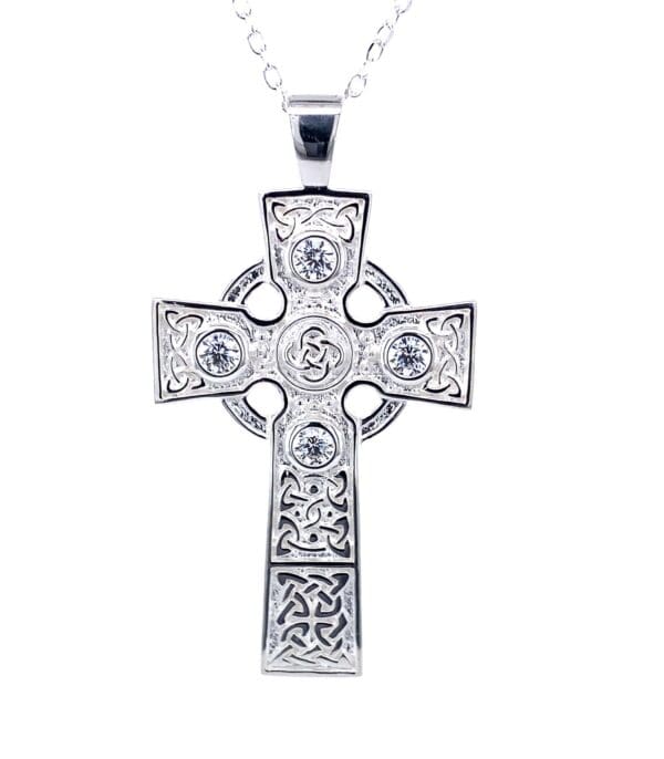 Jmh Irish High Cross With Green Or White CZ - 6019 JMH Jewellery
