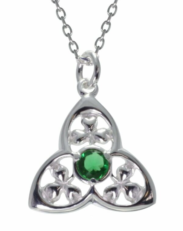 jmh 2189 Trinity and Shamrock Green CZ Pendant