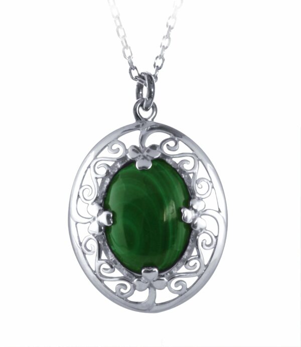 jmh 2227 Malachite Stone Celtic Pendant