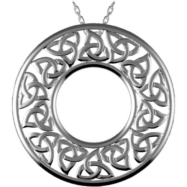 jmh 2501 Sandblasted trinity knot circle pendant