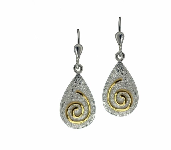jmh 7046 Silver two tone spiral earrings