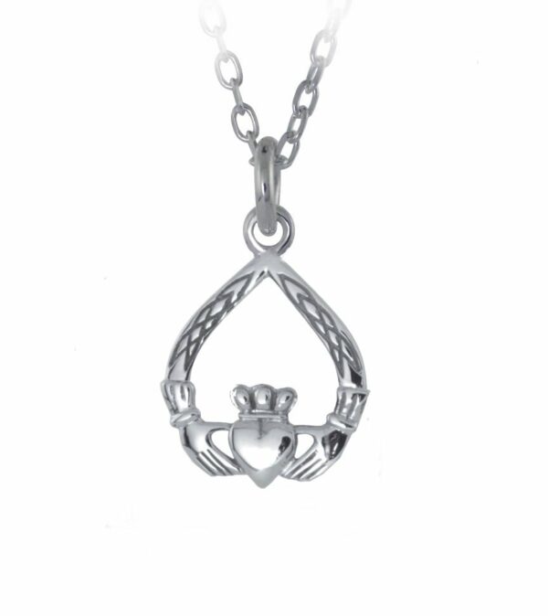 jmh 8228 Celtic Weave Tear Shape Claddagh pendant