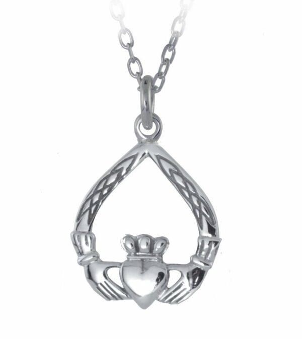 jmh 8229 Celtic Weave Tear Shape Claddagh pendant