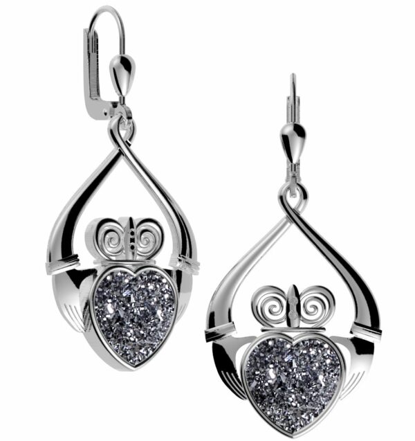jmh 8728 Claddagh Drusy Drop Earrings