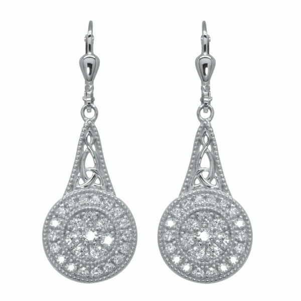 Jmh Rhodium Plated Sterling Silver Celtic Elegance Earrings 7200