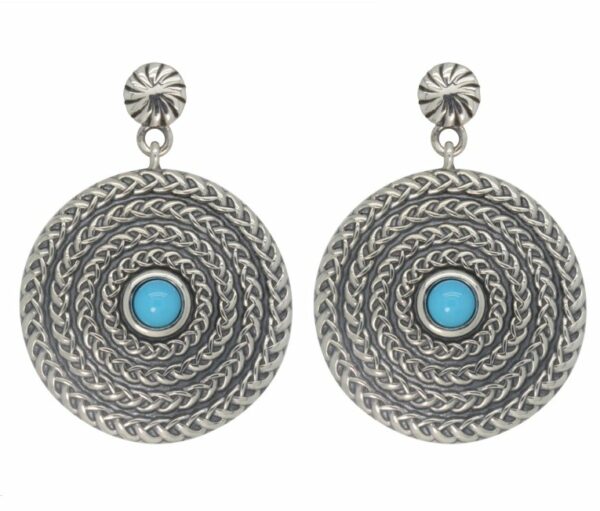 jmh Sleeping Beauty Turquoise Oxidised Earrings 7174