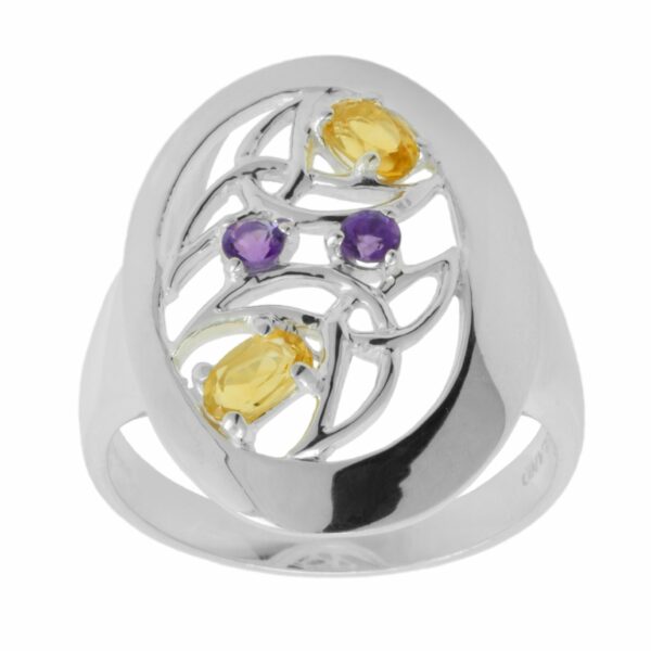 jmh Sterling Silver Amethyst and Citrine Trinity Knot Ring 1161 JMH Jewellery