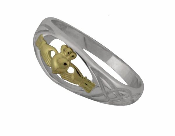 jmh Sterling Silver and 14ct Gold Plate Claddagh Ring - 8153 JMH Jewellery