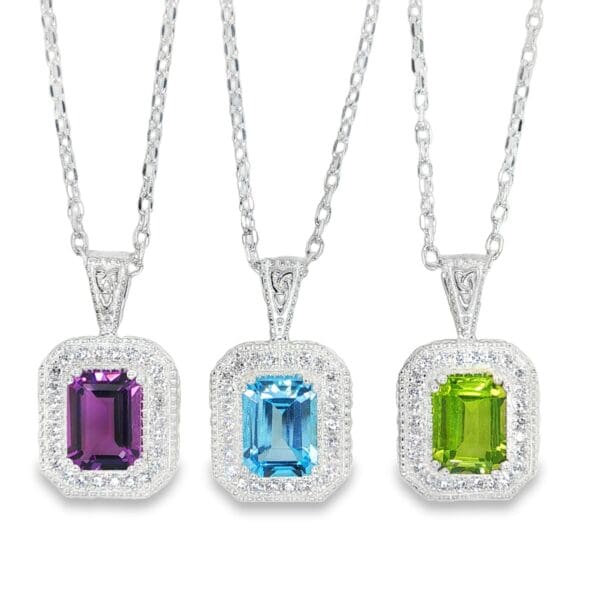 jmh Sterling Silver Celtic Gemstone Necklace JMH Jewellery