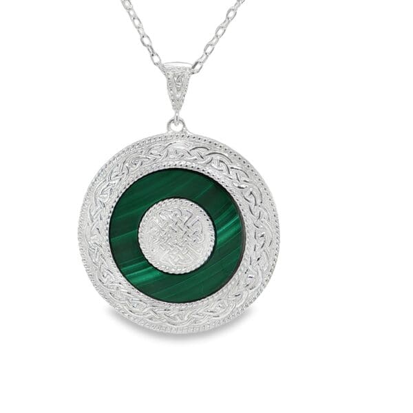 jmh Sterling Silver Malachite Celtic Pendant JMH Jewellery
