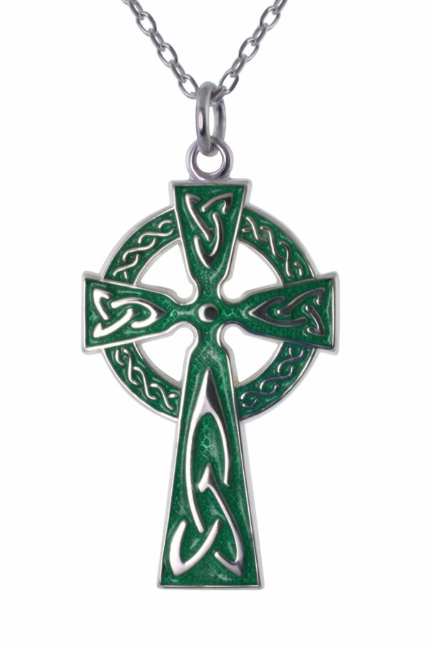 jmh Traditional Irish High Cross with Green or Blue Enamel - 8622 JMH Jewellery