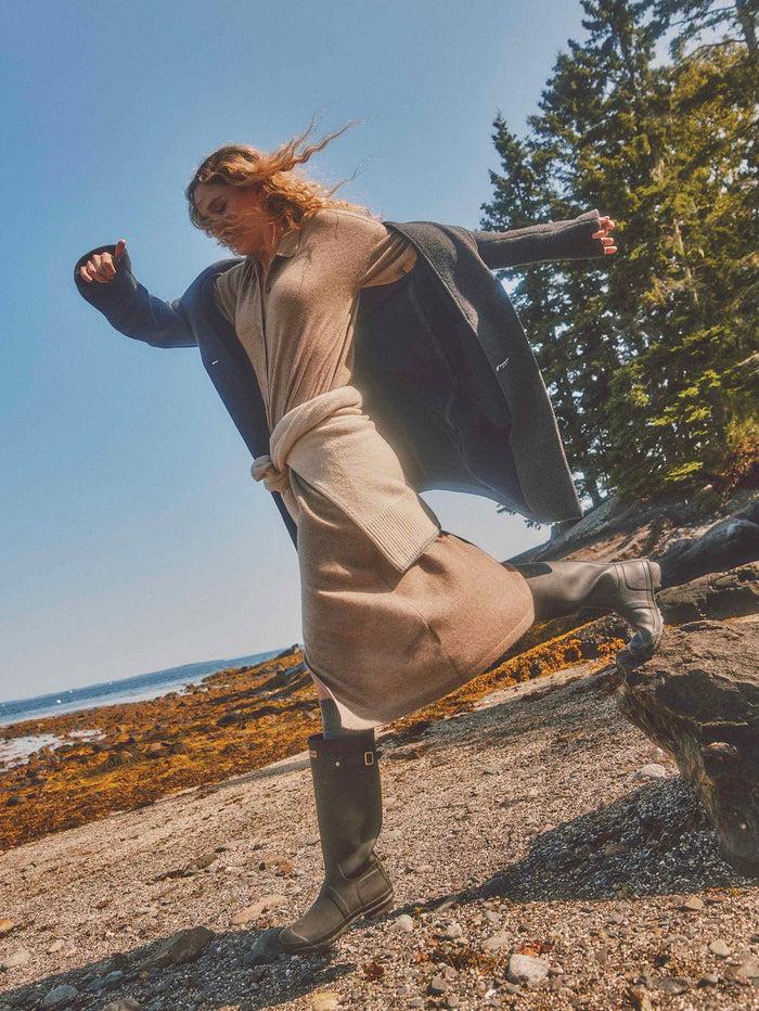 Jnb Coastal Cashmere Maxi Shirtdress - Classic Driftwood