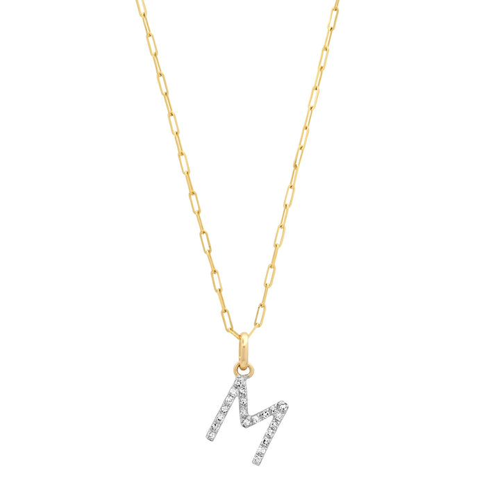 jnb Diamond Letter Initial Necklace & 14k Paperclip Chain
