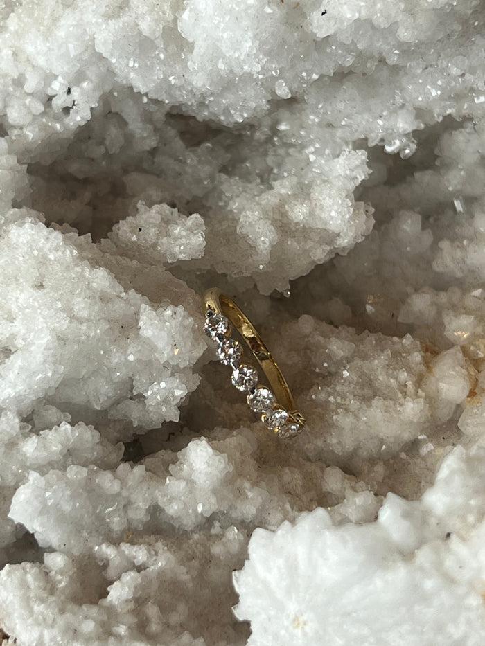 jnb 14K Pave Set Six Diamond Ring Yellow Gold