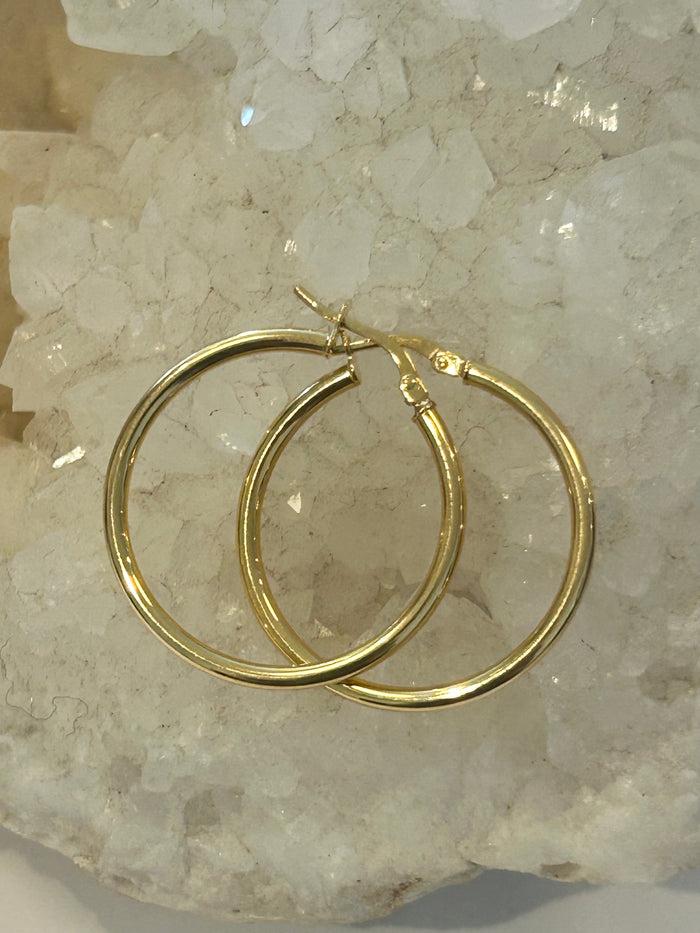jnb Classic Round Tube Hoop 14K Yellow Gold