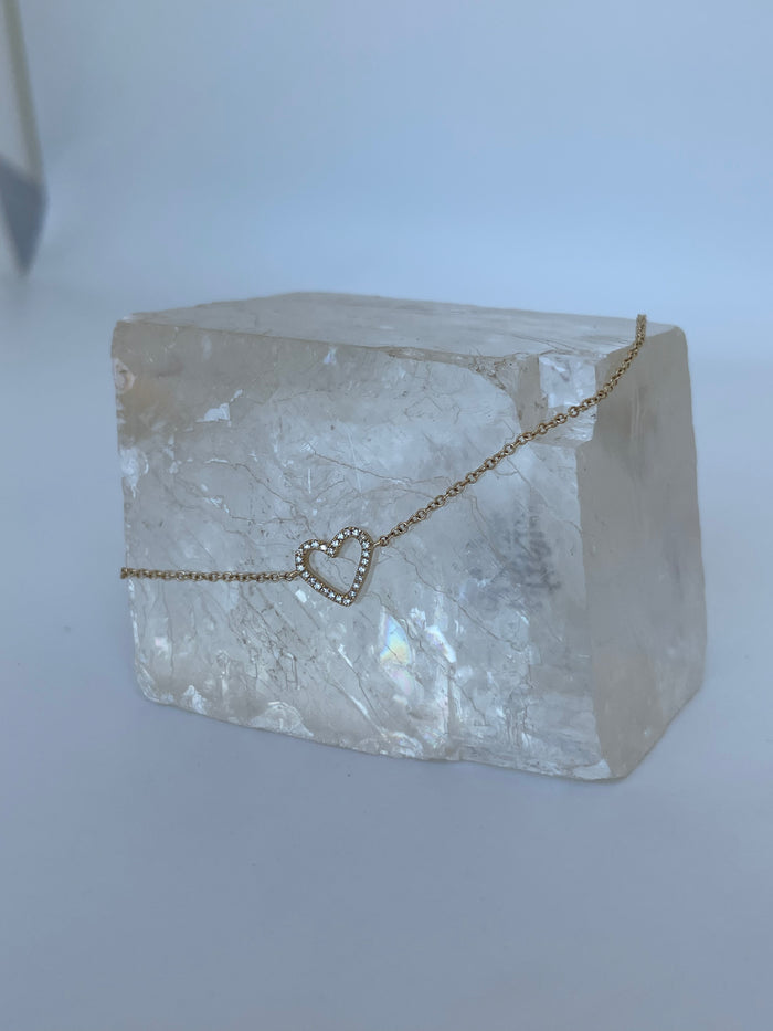 jnb Dainty Pave Open Heart Bracelet