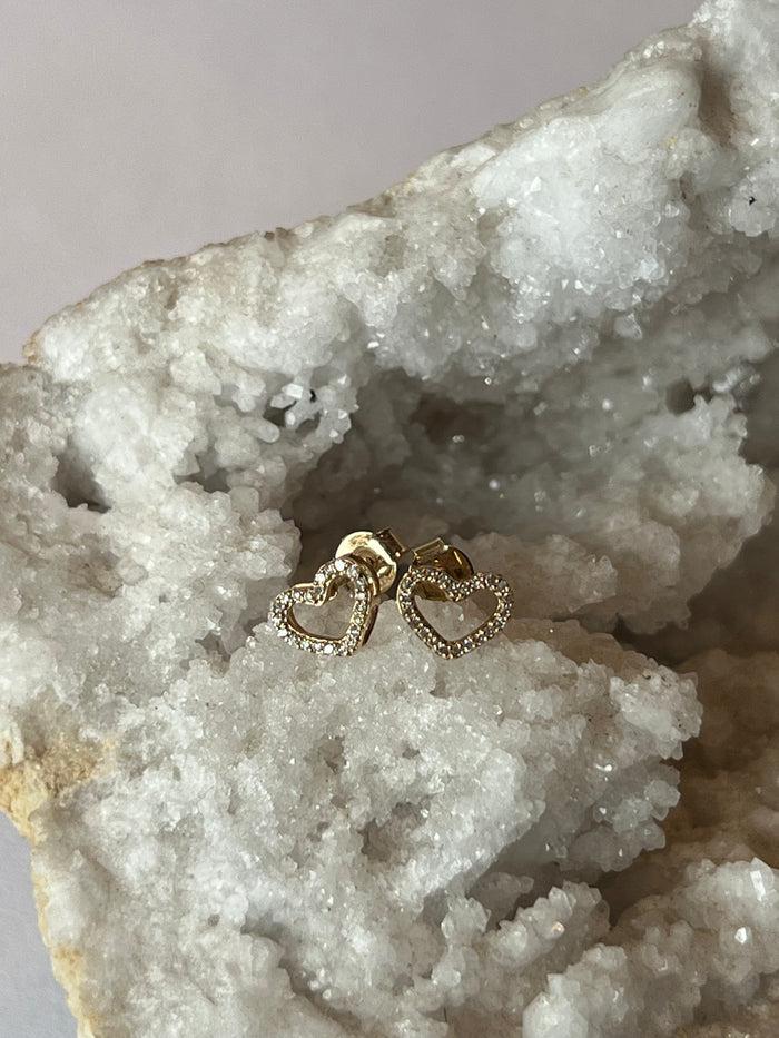 jnb Diamond Heart Stud Earrings