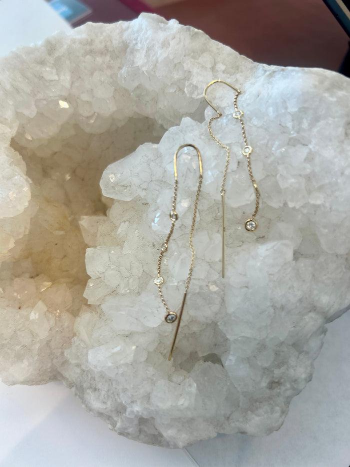 Jnb Diamonds By The Yard Threaded Earrings 14K