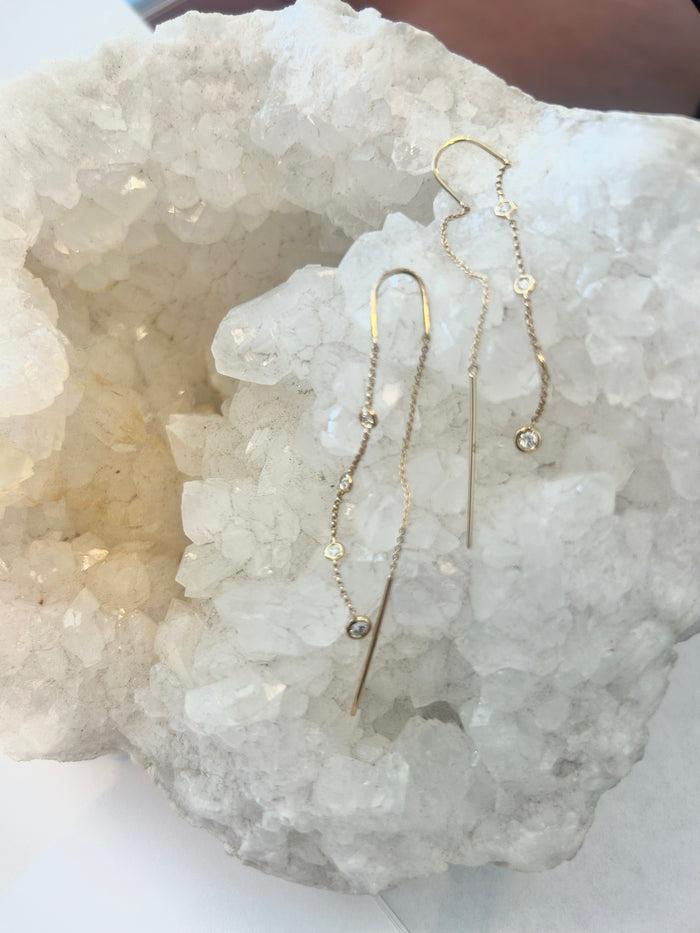 jnb Diamonds By The Yard Threaded Earrings 14K