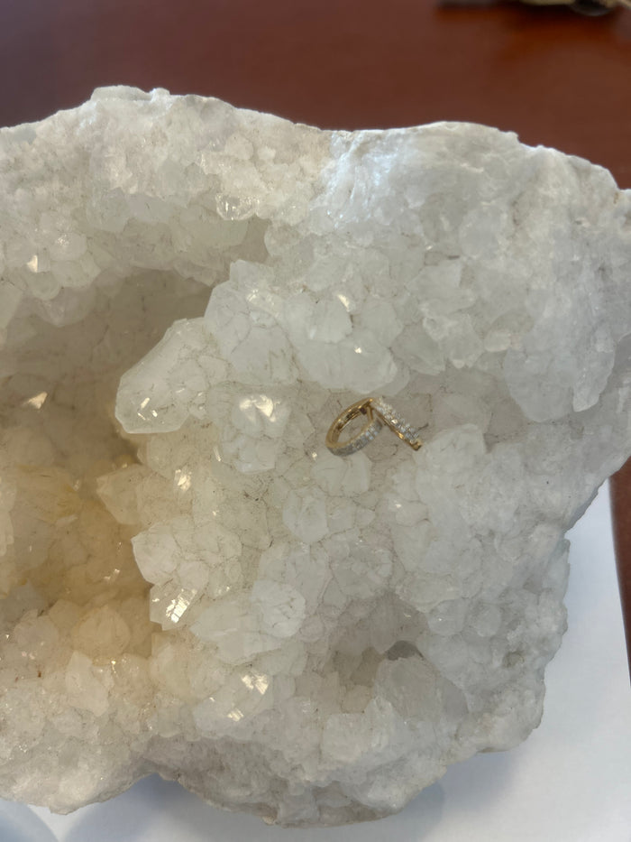 Jnb Double Row Diamond Huggies 14K Yellow Gold